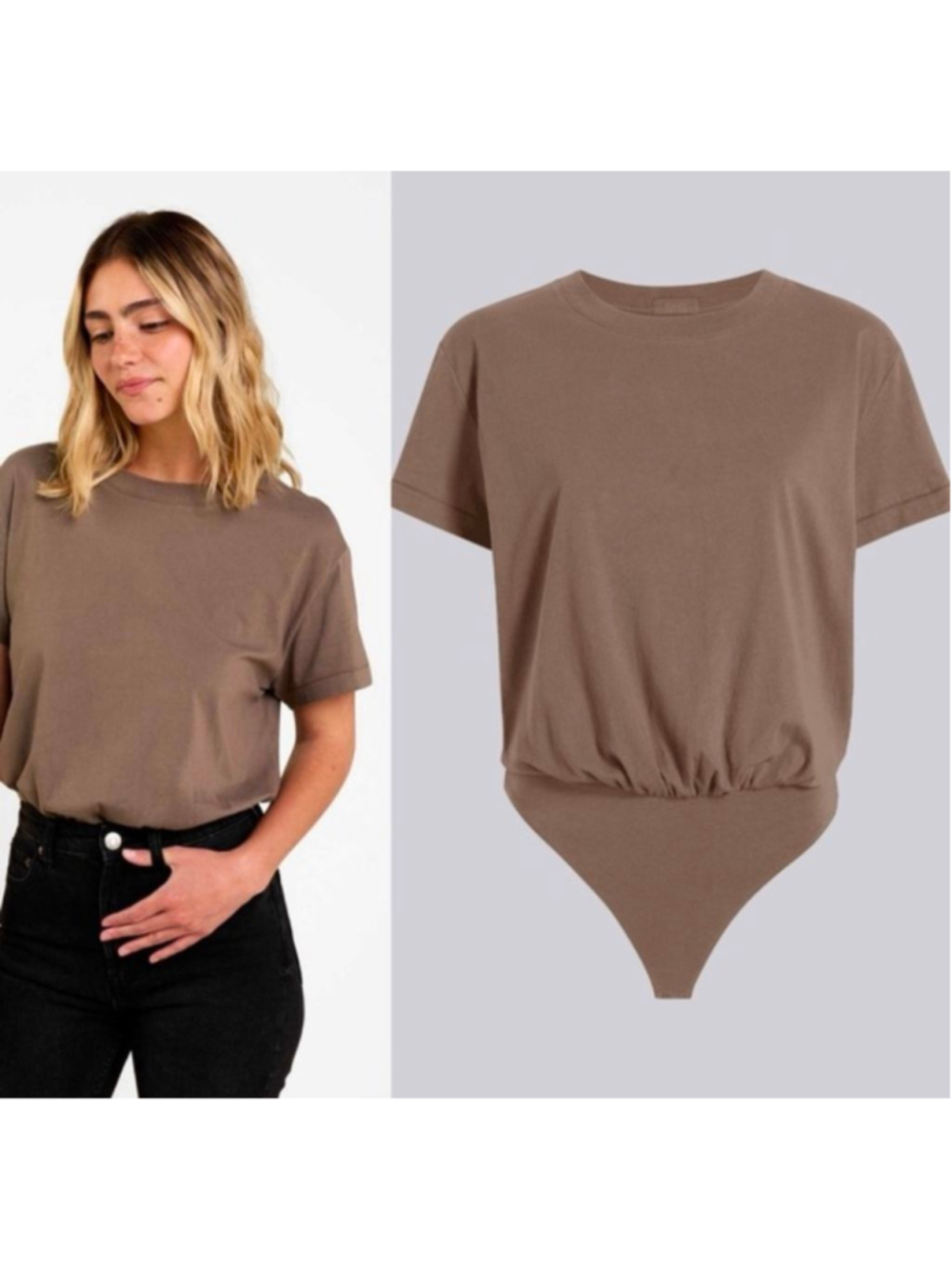 Nuuds Mocha Brown Short Sleeve Everyday T Shirt Bodysuit Plus Size XXXL Capsule